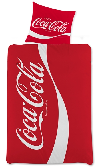 Billede af Coca Cola sengetøj - 140x200 cm - Sengelinned med 2 i 1 design - 100% bomulds sengesæt hos Shopdyner.dk